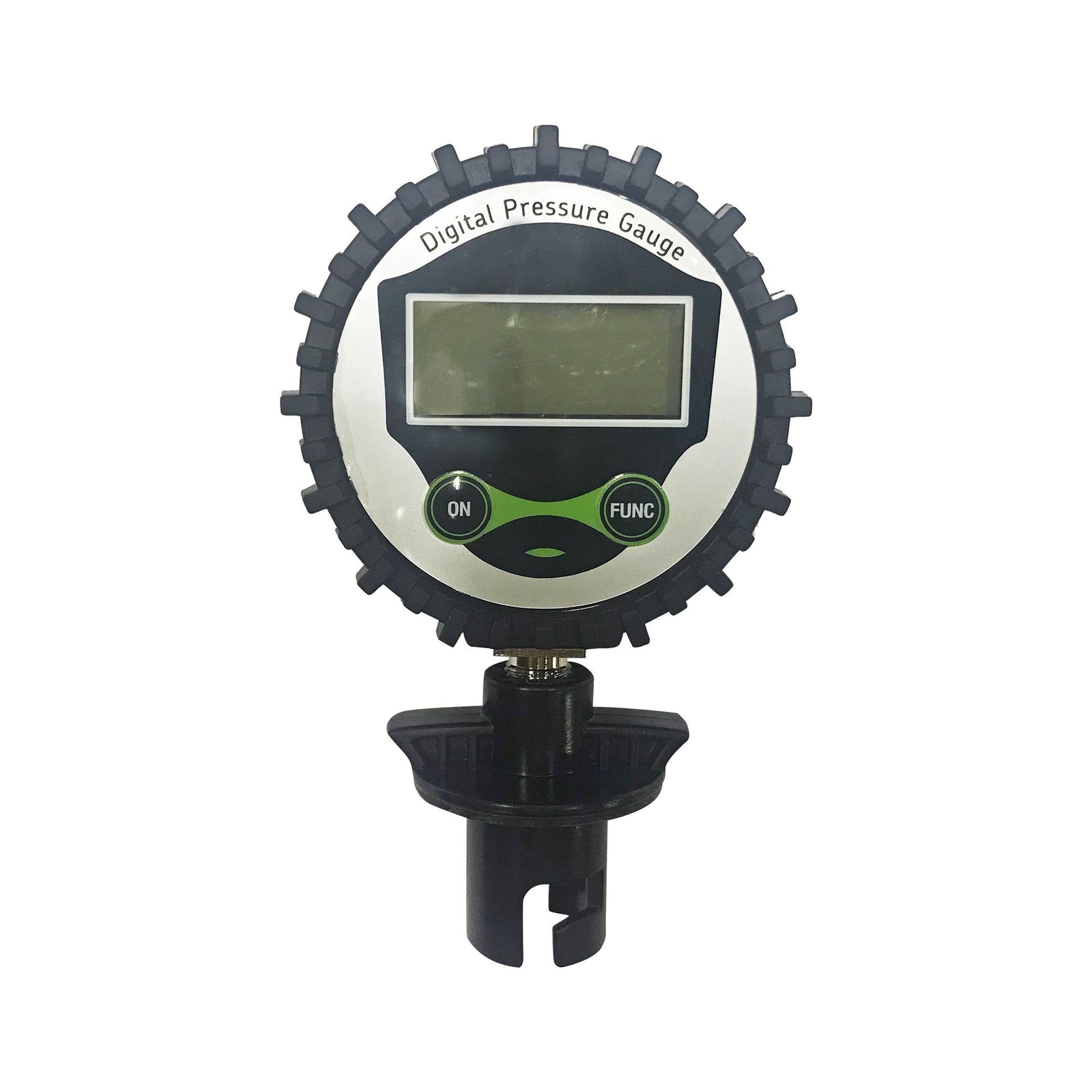 Digital Gauge: black casing, control buttons, display, accurate pressure reading.