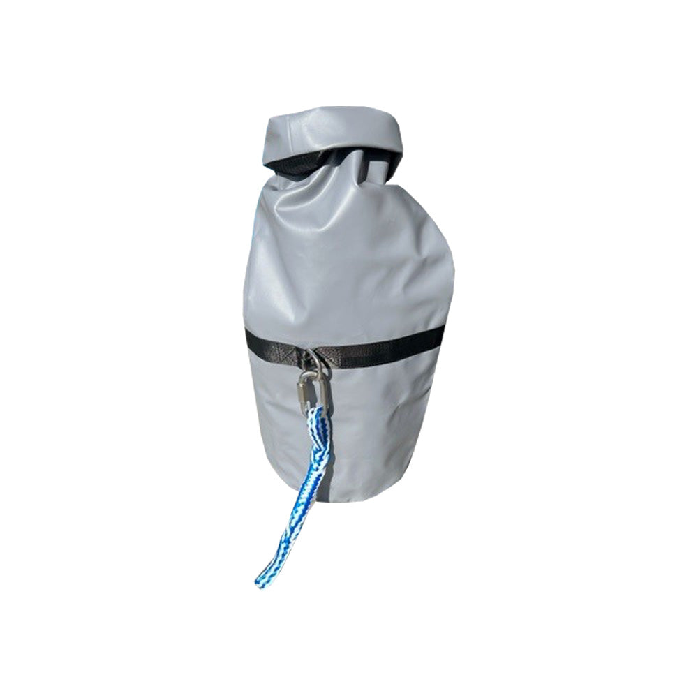 Anchor Bag with black strap & blue/white rope handle.