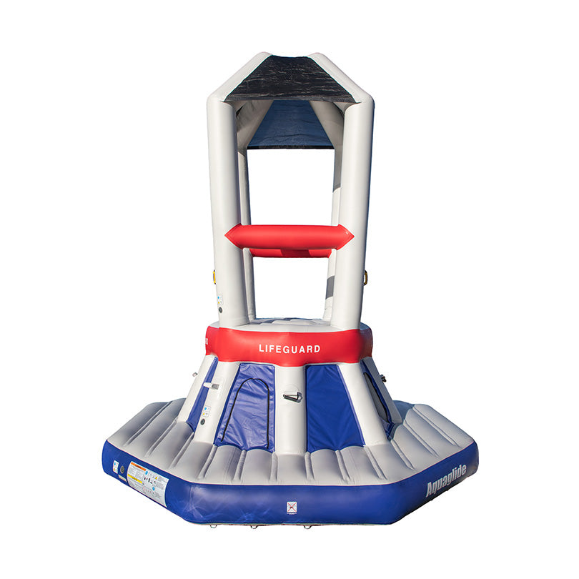 Universal Lifeguard Station with canopy and Lifeguard on a red band.