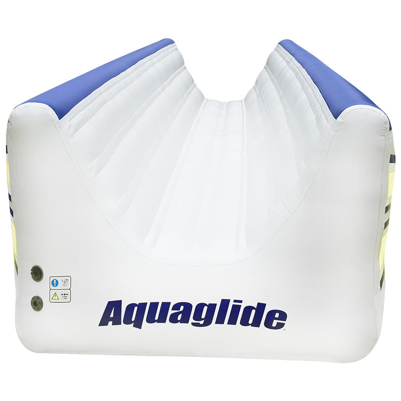 Lugeway 20: white and blue aquapark segment with logos and safety warnings.