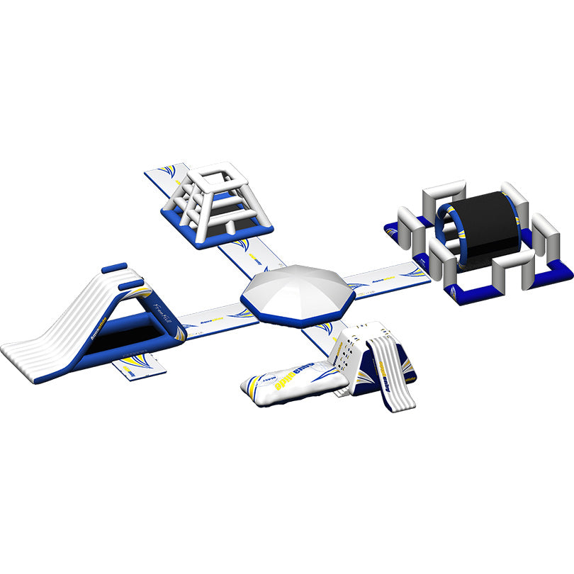 Micro L 25 Aquapark offers slides, ladders, and climbing structures for endless fun.