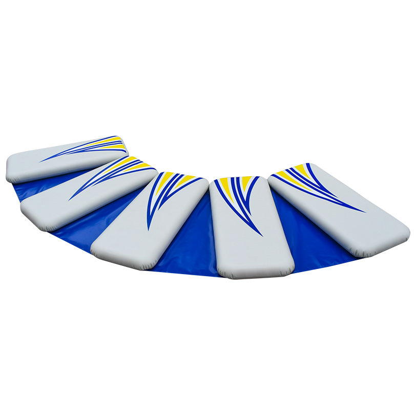 Five Walkback inflatables with yellow/blue accents feature the Aquaglide challenge track design.