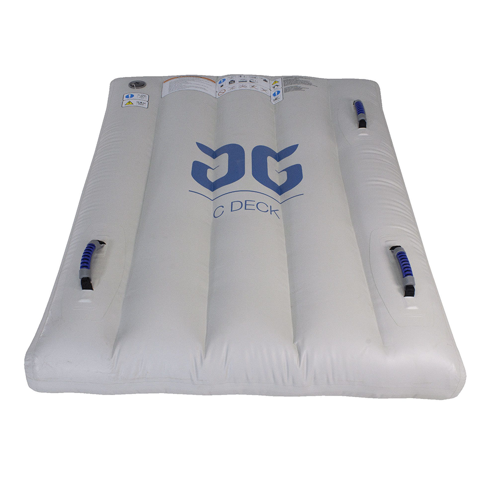 Inflatable gray C-Deck features handles on both sides and is made from reinforced Duratex™.