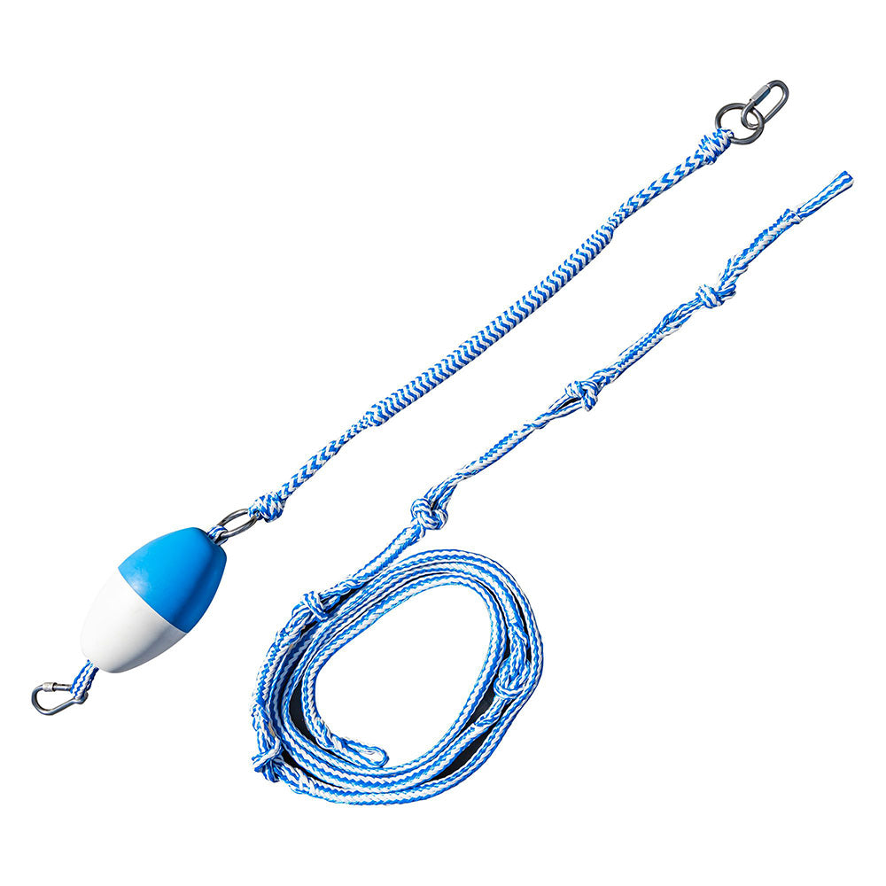 Heavy-duty float in blue/white with coiled blue line - Adjustable Mooring Kit (5-19ft).