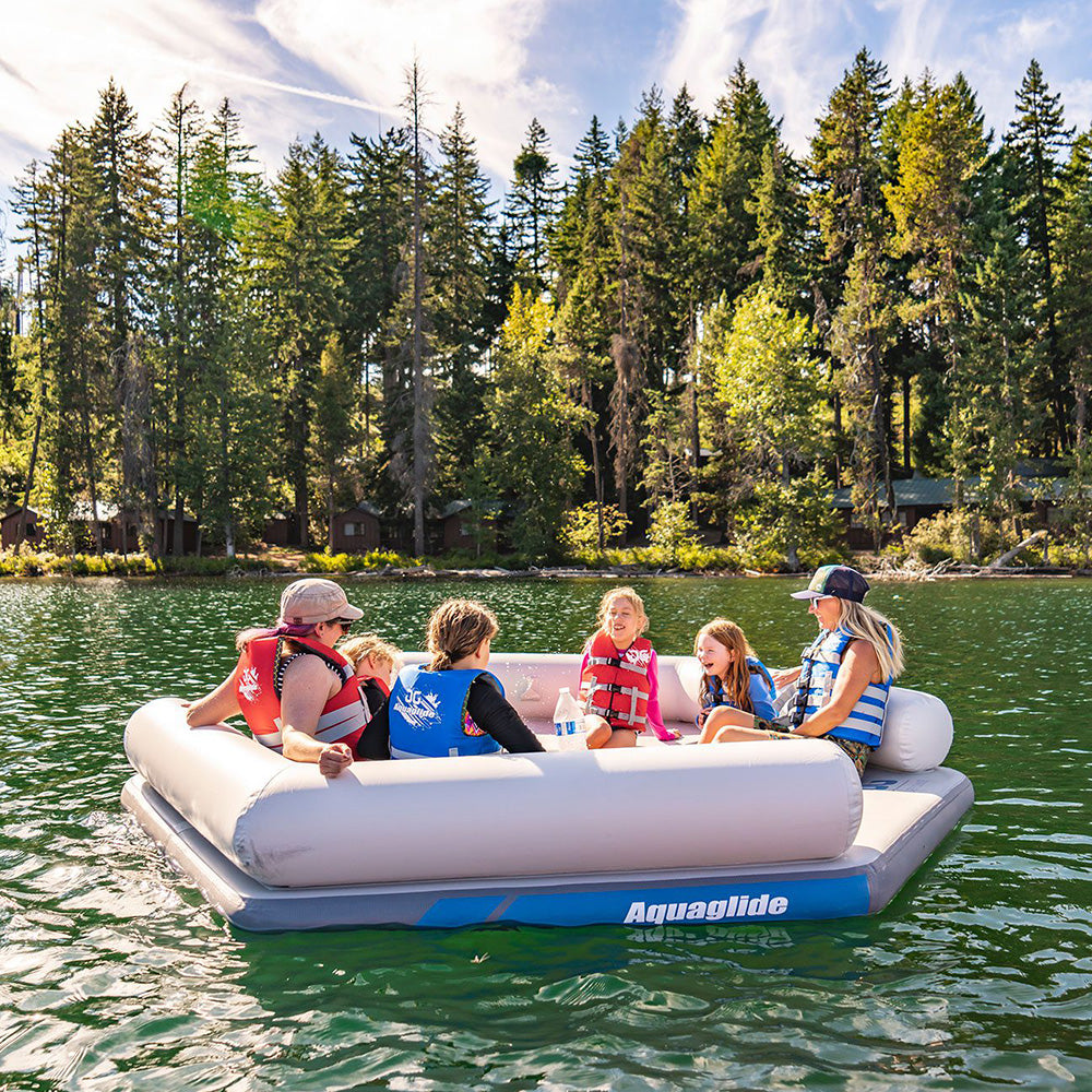 Group floating on the lake with Aquaglide Lazy Lounge.