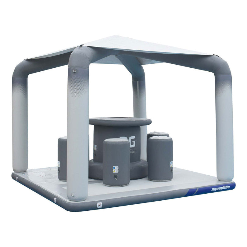 OG Lounge: inflatable gray seating with a canopy for waterfront relaxation.