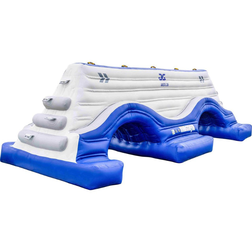Arete 20: Inflatable climbing obstacle course in blue/white with a rounded arch.