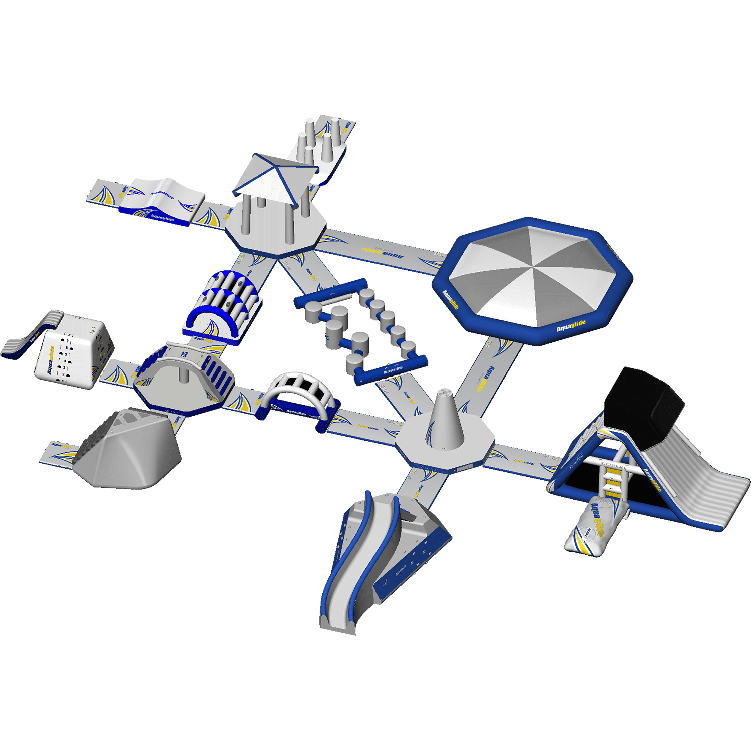 3D model of Circuit Monsoon S 75 with slides, play obstacles, and pathways.