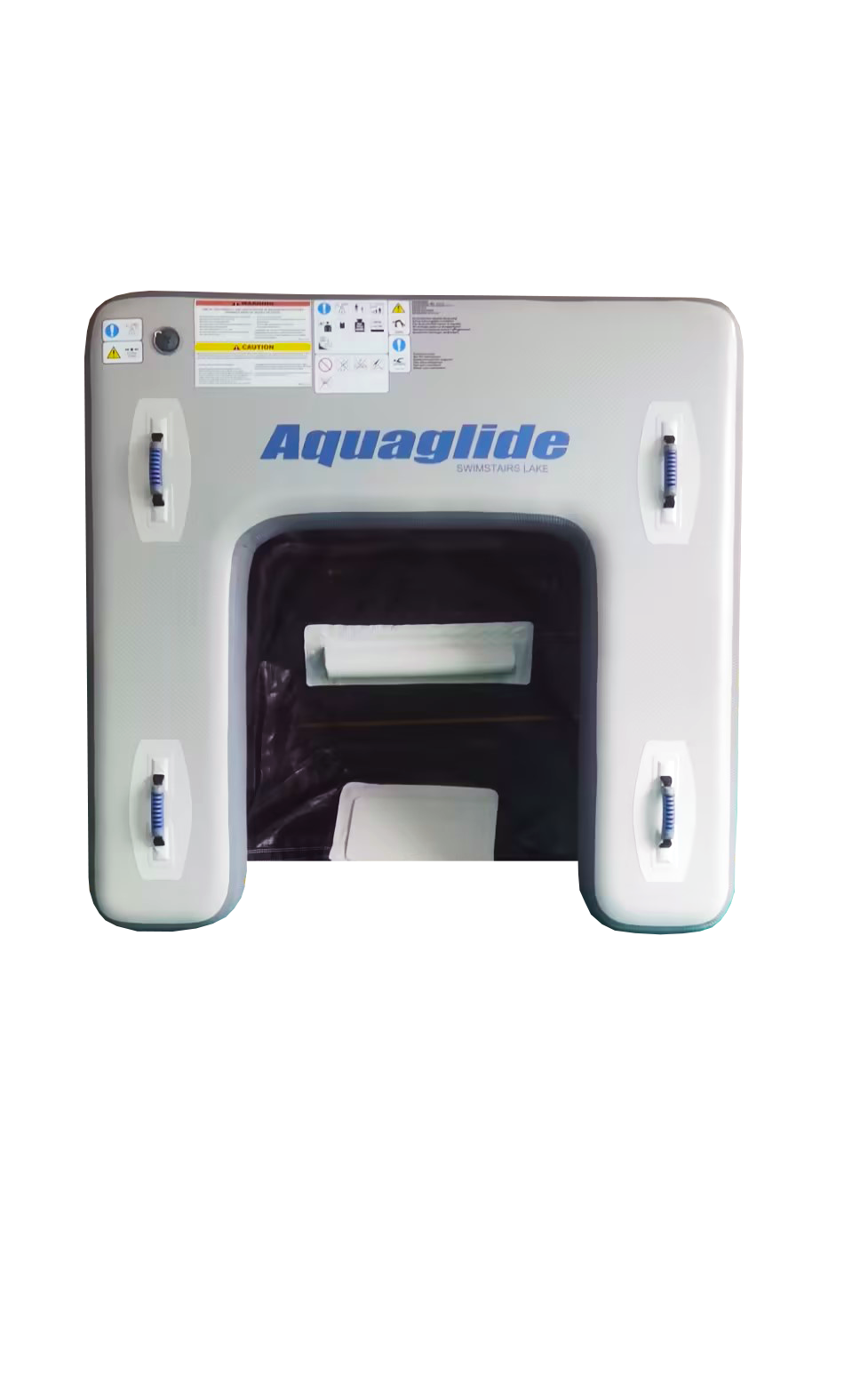 Swimstairs Lake water toy features a tunnel, stepped ramp, and 4 handles for easy boarding.