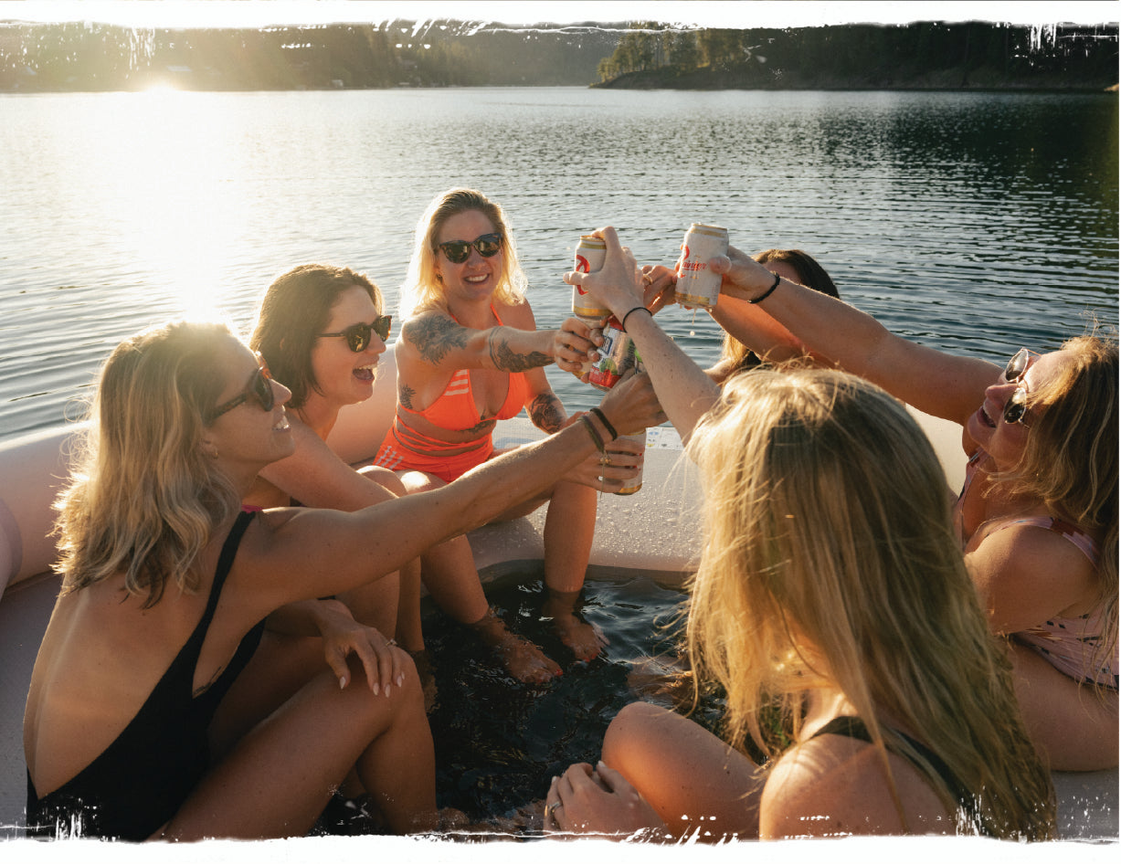A group of women on an Aquaglide inflatable