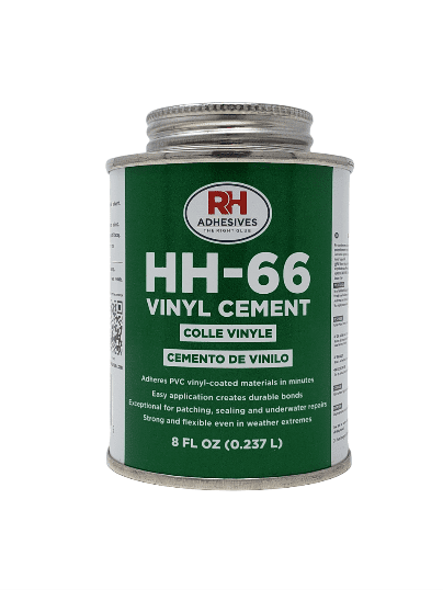 8oz green can of HH-66 Adhesive with screw cap and product info.