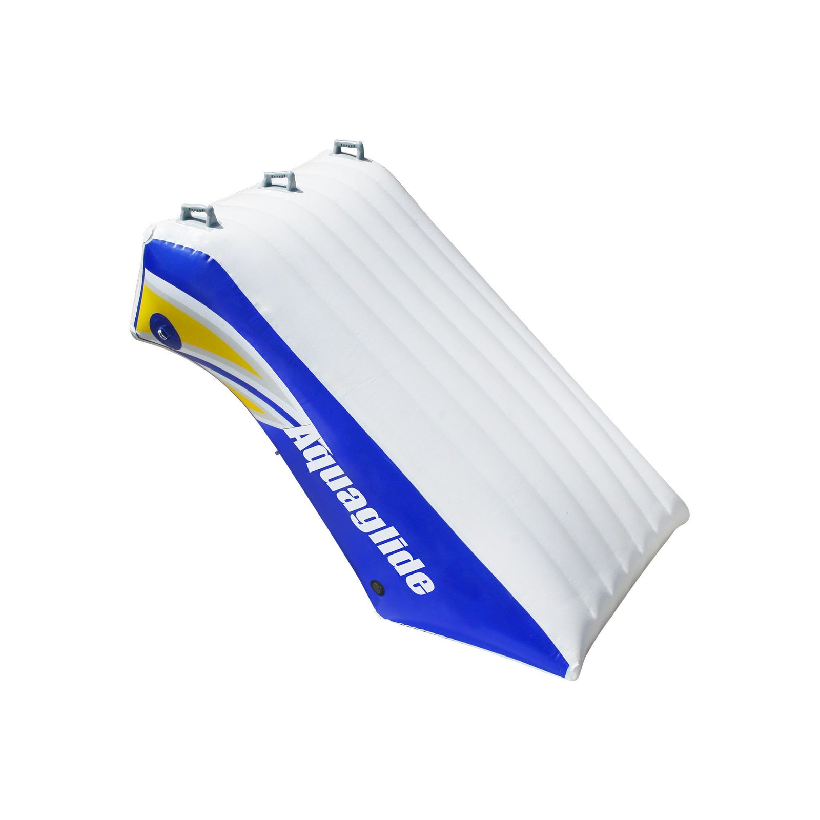 Plunge Slide with blue, yellow, and white design.