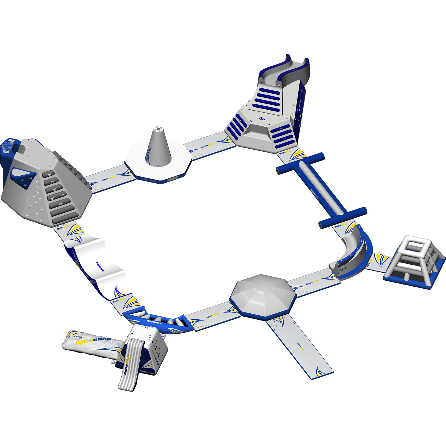 Ring Monsoon S 50: 3D inflatable circuit with signature slides and climbing structures.