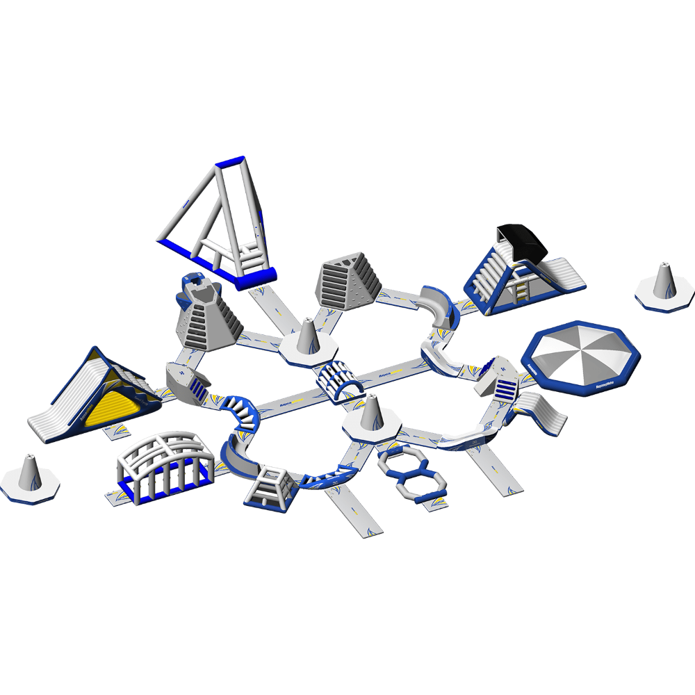 Serpentine Monsoon L 120: Inflatable water park with slides and climbing walls.