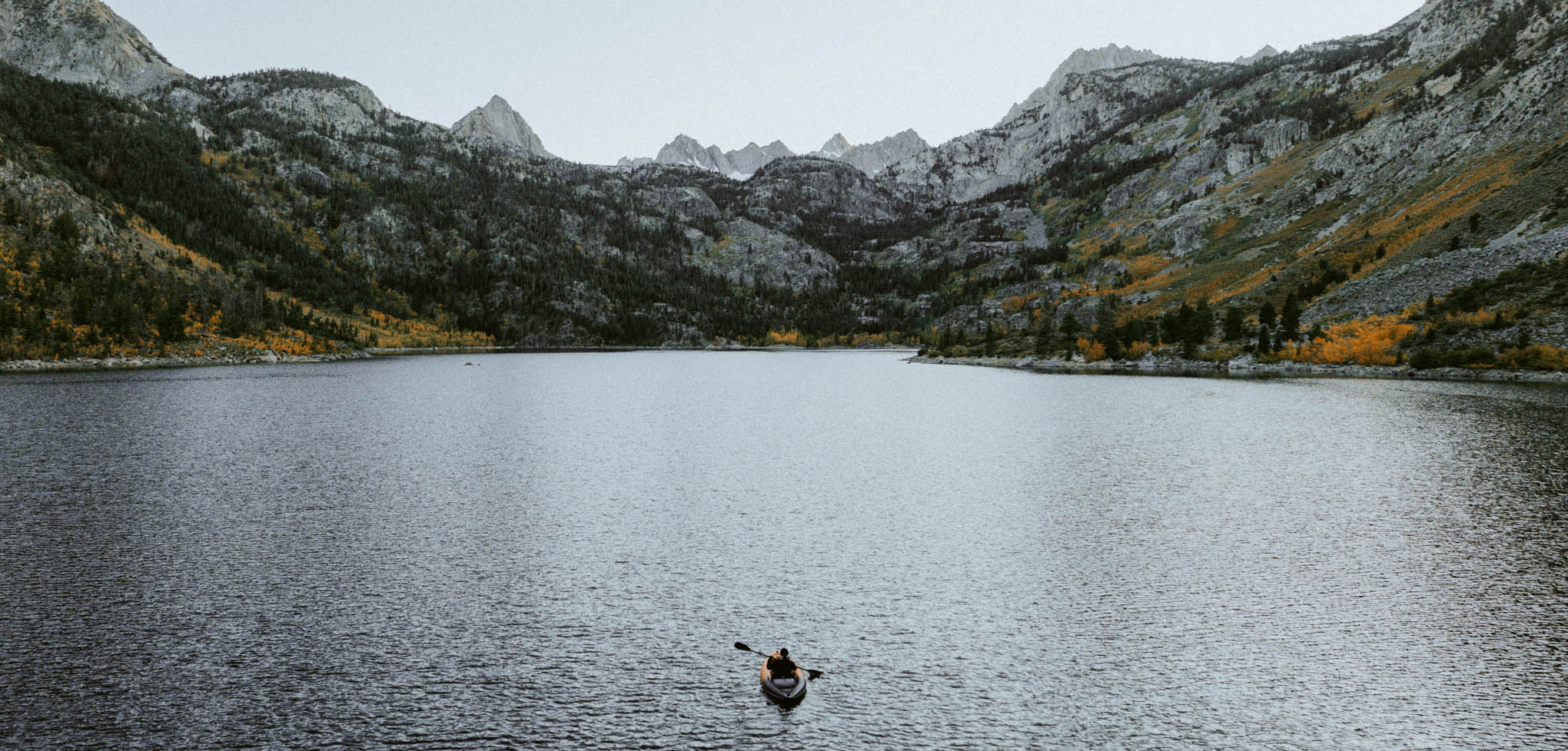 paddling in serene lake